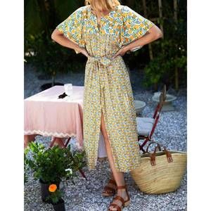 Emerson Fry Marion Button Patchwork Dress in Groves Orange Print